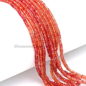 Orange Sapphire Bead AAA+Faceted Rondelle Orange Sapphire Bead 100% Natural Precious Orange Sapphire Bead 2.5-3.5 mm Rondelle Bead