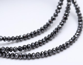 Black Diamond Bead Top Quality Faceted Rondelle Black Diamond Bead 2- 3 mm Sparkling Black Diamond necklace Diamond Birthday Gift Jewelry