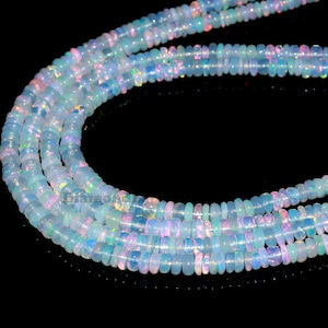 Ethiopian Opal Bead 3 - 5mm Smooth Rondelle Opal Beads for Jewelry Making 100% Natural Flashy Welo Fire Opal White Opal Personalized Jewelry