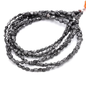 Raw Black Diamond Beads: AAA+ Quality, 3-5mm Nugget Strand