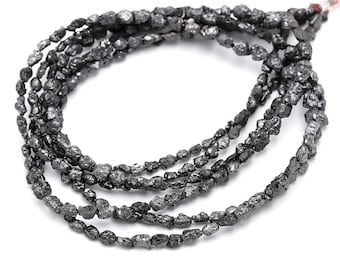 Cuentas de diamante negro en bruto: calidad AAA+, pepitas de 4 mm sin cortar, tira de 15 pulgadas