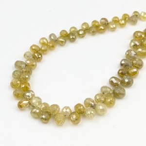 Sparkling Yellow diamond briolette 100% natural yellow diamond faceted bead 4mm diamond drops handmade personalized beads for jewelry making