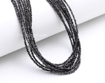 AAA+ Black Rough Diamond Beads: 2-3mm Natural Uncut Strand