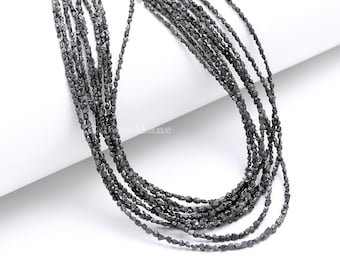 Black Rough Diamond Beads, AAA Grade, 2-3mm Full Strand