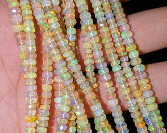 Cuentas facetadas de ópalo etíope: AAA+ Welo Fire Opal Rondelle, 4-5,5 mm