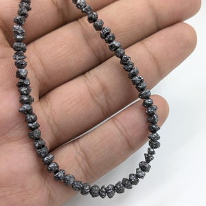 AAA Black Diamond Beads: 4mm Uncut Rough Nuggets, 16 Inch Strand