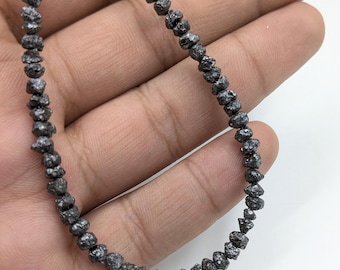 AAA Black Diamond Beads: 4mm Uncut Rough Nuggets, 16 Inch Strand