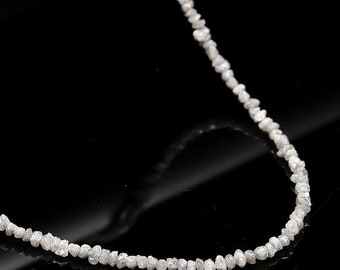 Gray Rough Diamond Beads Necklace: 925 Sterling Silver, 16 inch