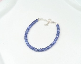 Faceted Tanzanite Rondelle Bracelet: 925 Sterling Silver Gemstone Jewelry