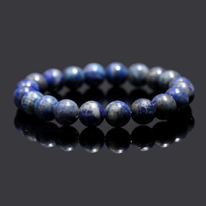Lapis Lazuli Bracelet 8 mm Round Smooth Healing Crystal Natural Lapis Lazuli Beaded Bracelet Stretch Gemstone Bead For Christmas Gift