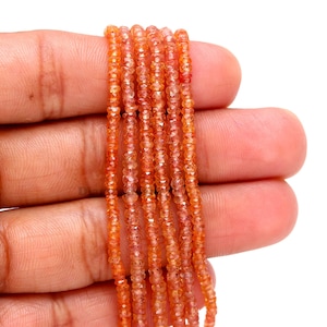 Orange Sapphire Bead 100% Natural Orange Sapphire Beads 2.5-3 mm Faceted Rondelle Precious Sapphire Bead Personalized Jewelry