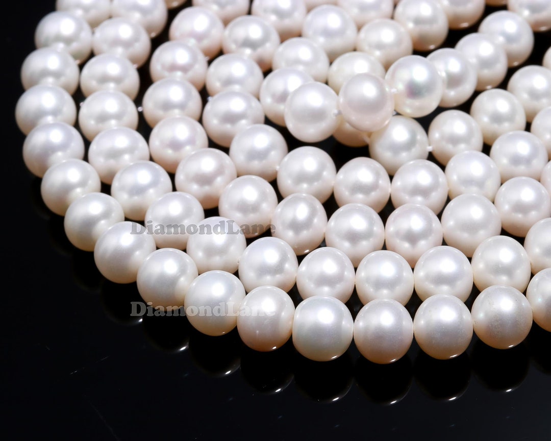 Coin White Pearl Stone Loose Beads Natural White Freshwater Pearl 7-8mm Roundel Loose Beads - 15 Strand Center-Drilled For Jewelry Making Freshwater Pearl Strands In Fine Pearl Necklaces & Pendants - Foto 8