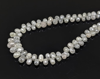 100% Natural White Diamond Beads 2.5 - 4 mm Faceted Diamond beads Top Notch Quality White Diamond Briolette Beads