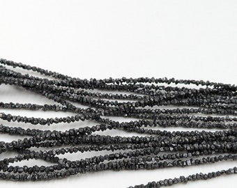 AAA+ Black Diamond Beads: 2-3mm Raw Uncut Diamond, 15 inch Strand