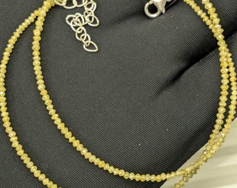 AAA Natural Yellow Diamond Beaded Necklace | Genuine Diamond Jewelry with 925 Sterling Silver