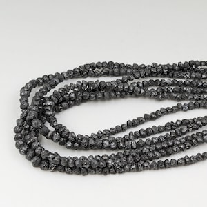 Raw Black Diamond Beads: 4-5mm Uncut Nuggets, 15 Inch Strand