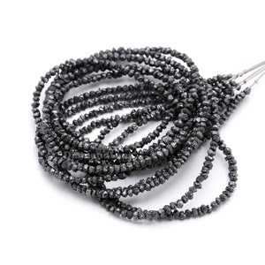 Raw Black Diamond Beads: Natural Uncut Nuggets, 3-5mm, 15 Inch Strand