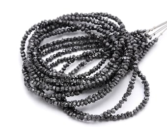 Raw Black Diamond Beads: 3-5mm Rough Nuggets, 15 Inch Strand