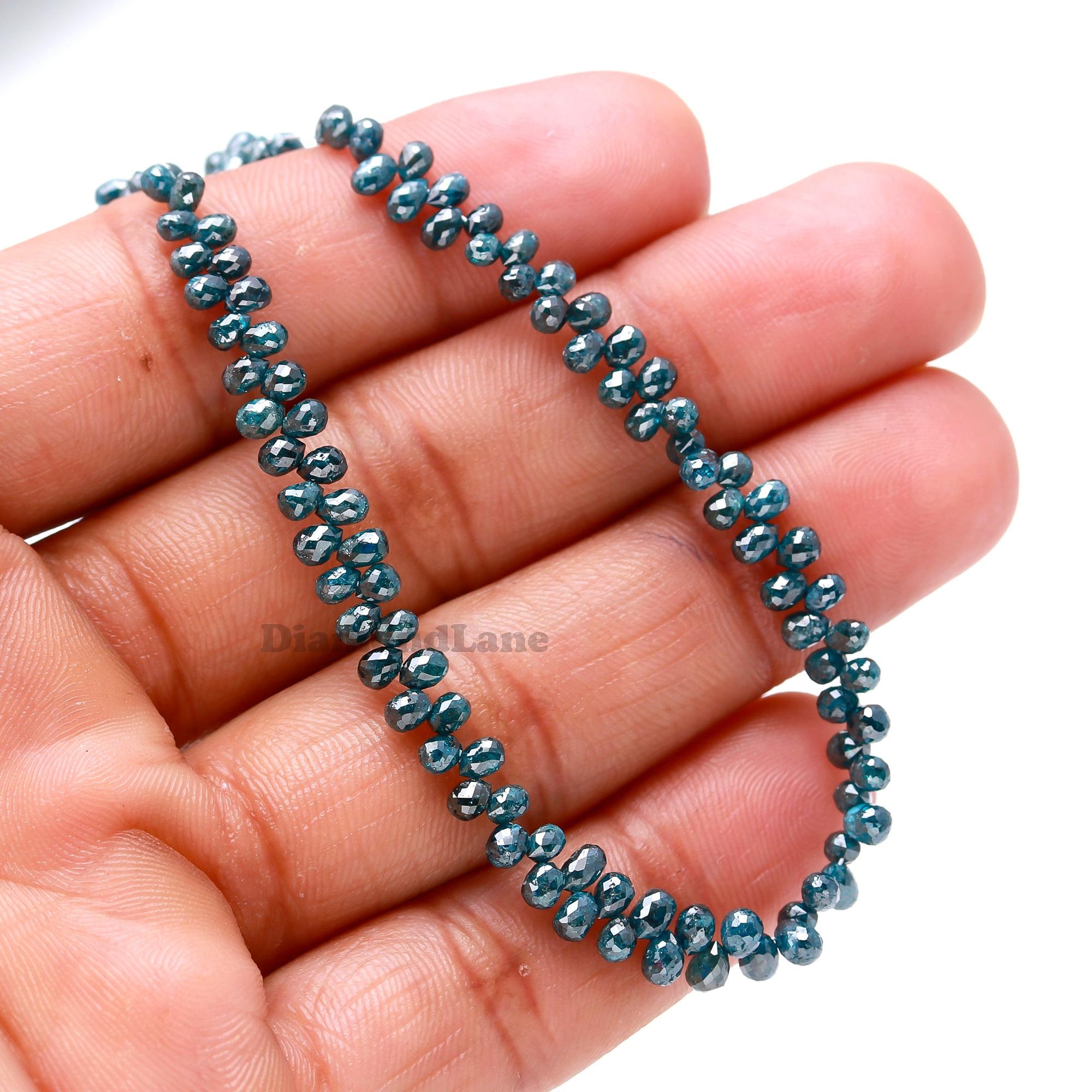 Blue Diamond Briolette 2.5- 4 mm Faceted Briolette  Bead AAA+ Top Quality Blue Diamond Faceted Bead Birthday Gift For Her
