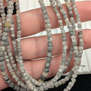 Multi uncut raw rough diamond cube bead 3 mm grey uncut diamond handmade beads for jewelry making gift for her white gray raw diamond bead