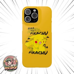 Pocopop Pika Pika iPhone Case - Fun Pokemon Accessory, Gift for Fans, Cute Slim Phone Cover, Cartoon Character Design, Birthday Present