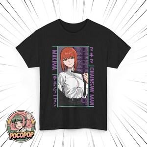 Pocopop Unisex Anime Tee, Casual Manga Shirt, Makima Chainsaw Man Idealny prezent dla fanów, Graphic Tee na imprezy, Stylowy codzienny ubiór