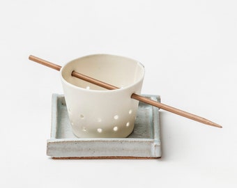 Porcelain Tea Strainer. Ceramic Tea filter. Handmade in Denmark. Handcrafted Japandi Style. Scandinavian Danish Design. Simple minimalistic.