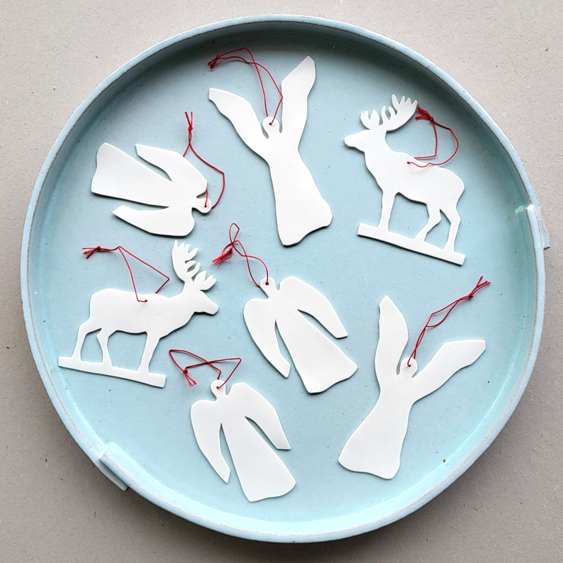 Porcelain Angel Christmas decoration, Wings down, Danish modern handmade ornaments, Ceramic Christmas tree figure, Christmas accessories image 4