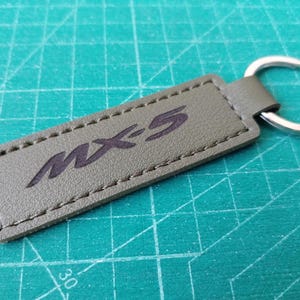 MX5 Miata Keychain - Laser Engraved Leather - MX-5 Keyring