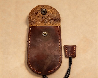 Vintage Leather Car Key Pouch with Rope, Crazy Horse Leather, Multifunctional, Tear-Resistant, Outdoor, Craftsman, Retro Style