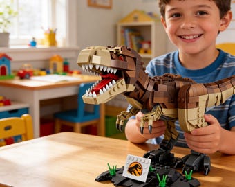 Tyrannosaurus Rex building block set, 939 pieces dinosaur model with movable joints and display base, building block toy for ages 6 and up