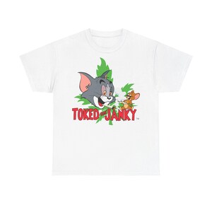 Zabawna koszulka unisex z kreskówek - Toked & Janky, swobodny styl na każdą okazję, prezent dla przyjaciół, miłośników kreskówek retro, odzież humorystyczna