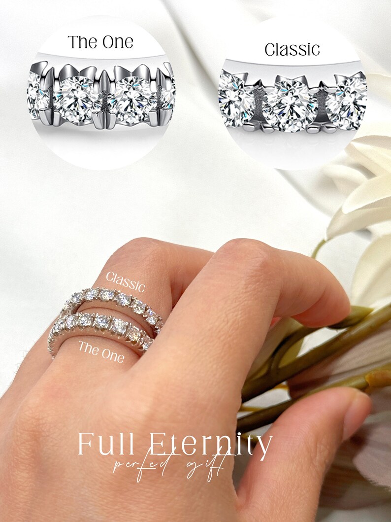 3mm Full Eternity Ring Wedding Band MOISSANITE Diamond 18K White Gold