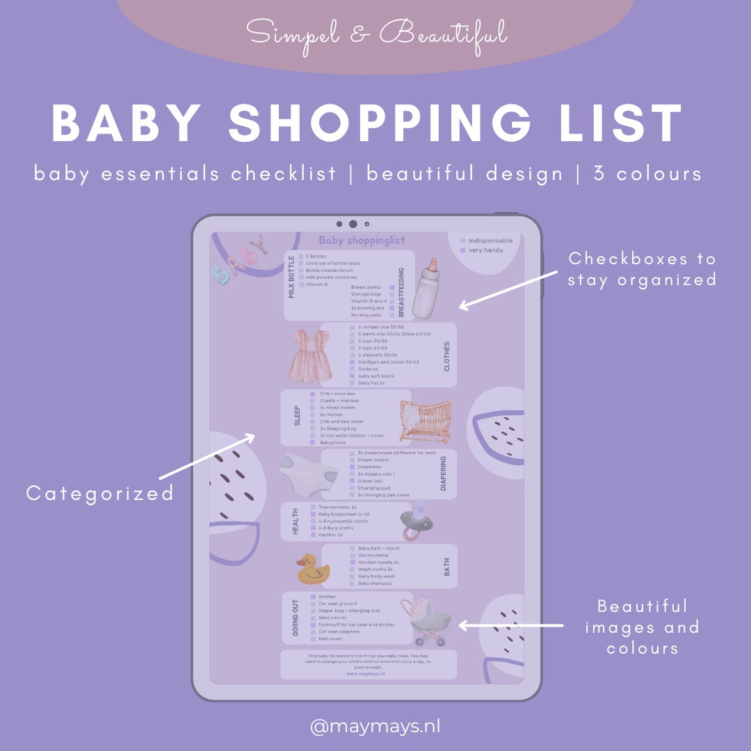 Baby Essentials Checklist Printable, Baby Checklist, Nursery Checklist ...