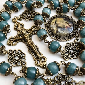Handmade Catholic Prayer Beads, Antique Style Rosary, Wire Wrapped Rosary, Gemstone Rosary Beads, Unique Catholic Gifts, Rosary Crucifix