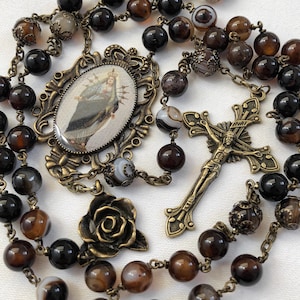 Catholic Rosary Beads, Our Lady of Sorrows Rosary, Heirloom Gemstone Rosary, Wire Wrapped Catholic Rosary, Antique Style Christian Gift