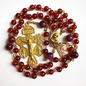 Handmade Antique Style Catholic Rosary, Gemstone Prayer Beads, Virgin Mary Medal, First Communion Gift, Confirmation Gift, Heirloom Rosary