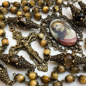 Handmade Catholic Rosary, Heirloom Rosary, Gemstone Prayer Beads, Unique Catholic Gifts, Antique Style Rosary, Ornate Catholic Prayer Beads