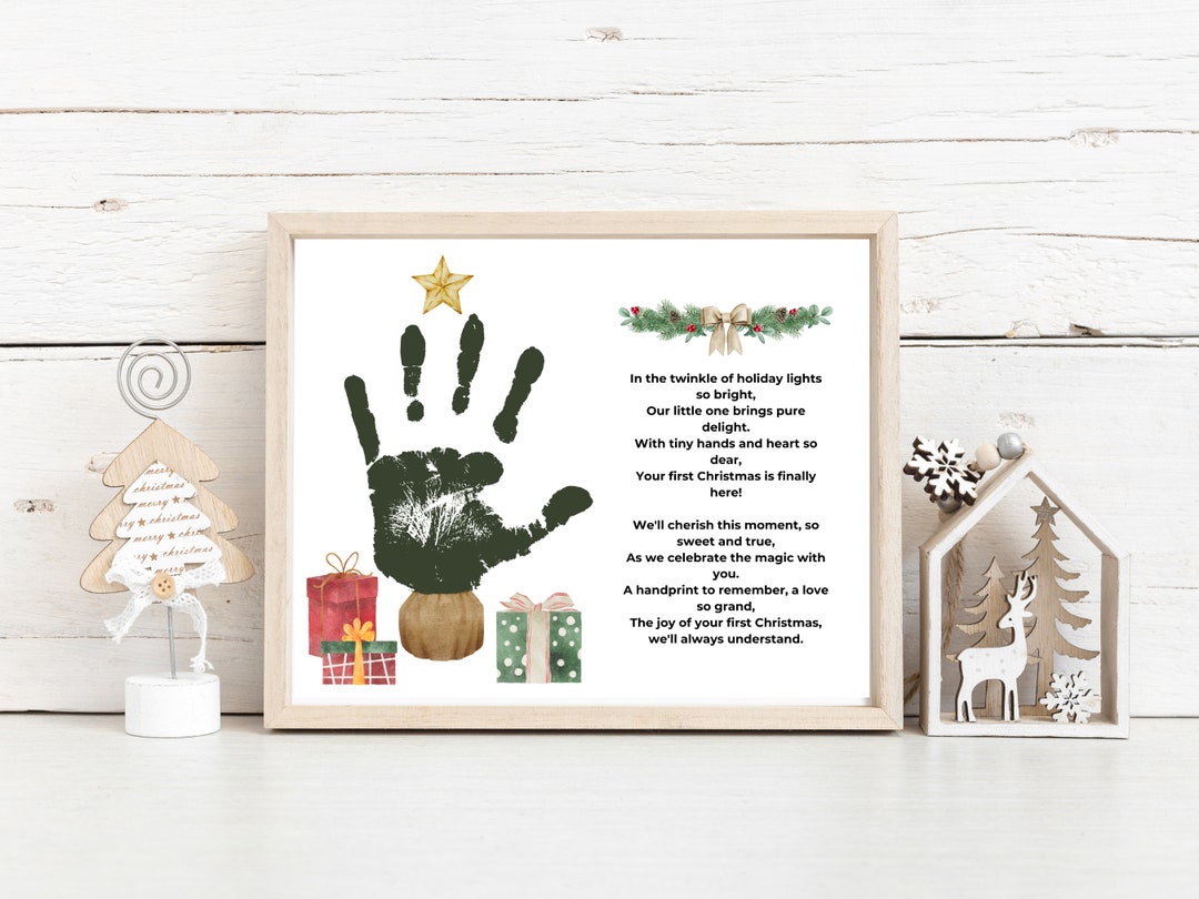 Diy Card Tree Handprint Art Merry Christmas Christmas Tree Handprint Poem Christmas Tree