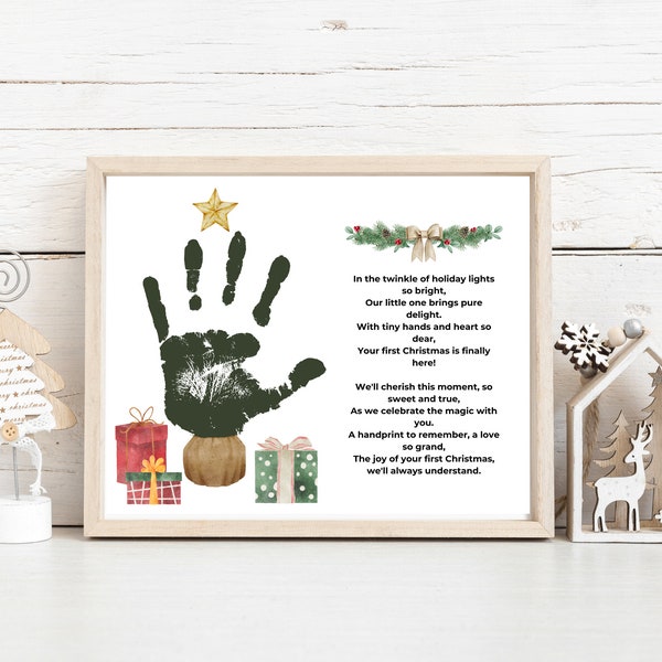 Diy Card | Tree Handprint Art | Merry Christmas | Christmas Tree Handprint Poem | Christmas Tree Handprint Kids Christmas Craft