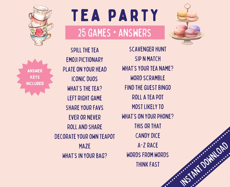 Tea Party Games | Tea Party Games Adults Kids Toddler | Tea Party ...