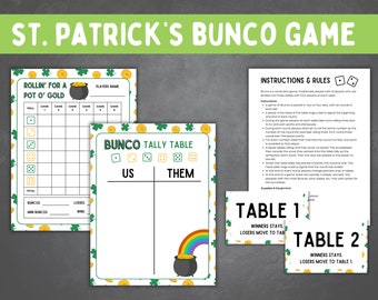 St. Patrick's Bunco | Bunco Party Tally Sheet | March Game Night | Lucky Bunco Printable | St Patricks Day Bunco Score Sheets