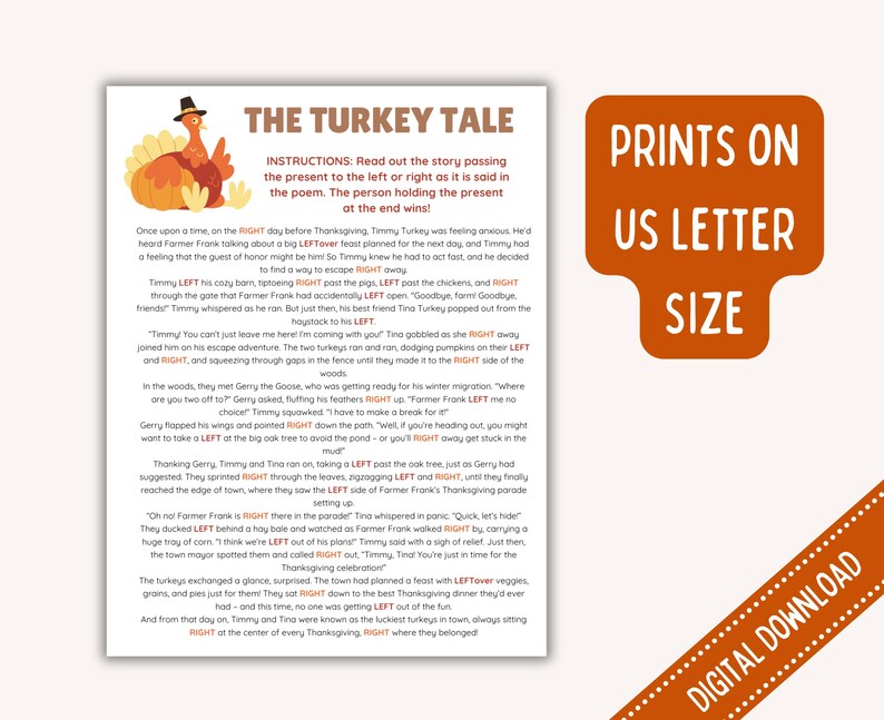 Thanksgiving Left Right Game | Thanksgiving Party Game | Thanksgiving ...