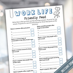 Office Party Feud Game | Work Party Game | Fun Printable Game | Group Activity | Team Building Game | Staff Appreciation | Icebreaker Game