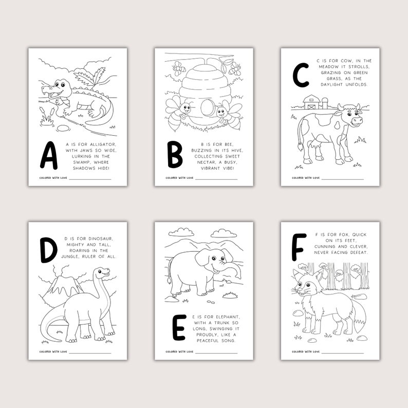 baby shower game for baby's first abc coloring book for guests to color in a page and keepsake for the baby