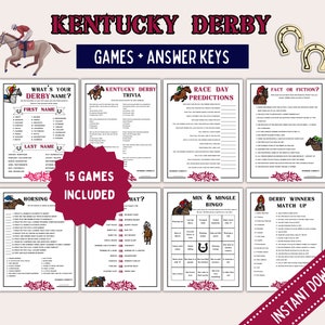 Kentucky Derby 15-Game MEGA BUNDLE, Fun Kentucky Derby Party Ideas, Kentucky Derby Office Games, Classroom Games, Adult & Senior Games