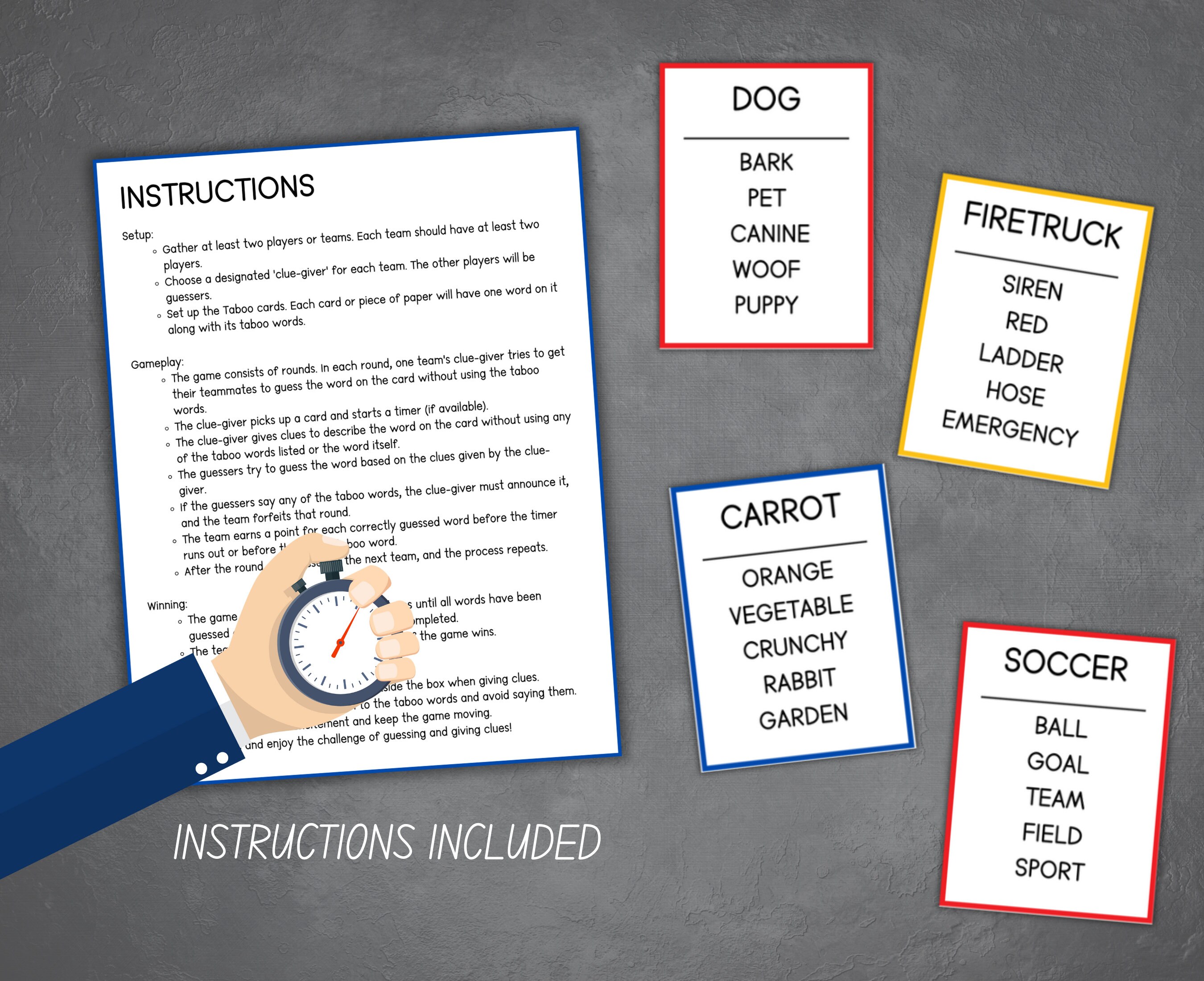 Kids Taboo Game, Printable Taboo Game for Kids, Family Card Games, Kids Forbidden Words - Etsy