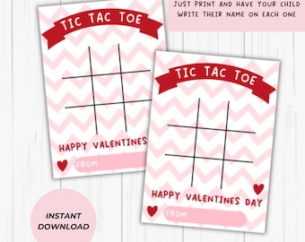 Tic Tac Toe Valentine Cards: Personalized Classroom Valentines (Digital Download)