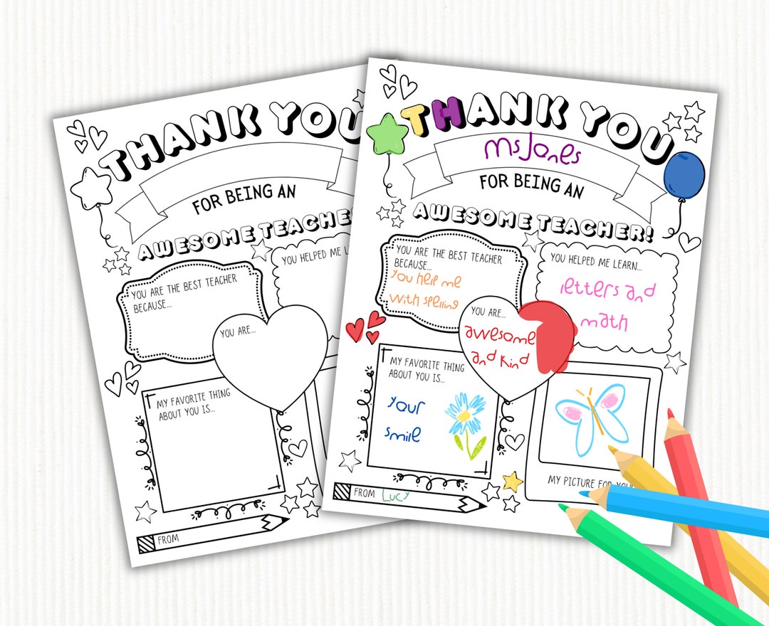 Buy Teacher Appreciation Coloring Page: All About My Teacher Printable ...