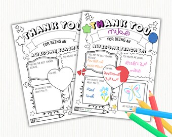 Teacher Appreciation Printable Teacher Appreciation Week Gift Thank You Teacher Gifts Coloring Pages School Kids Instant Digital Download
